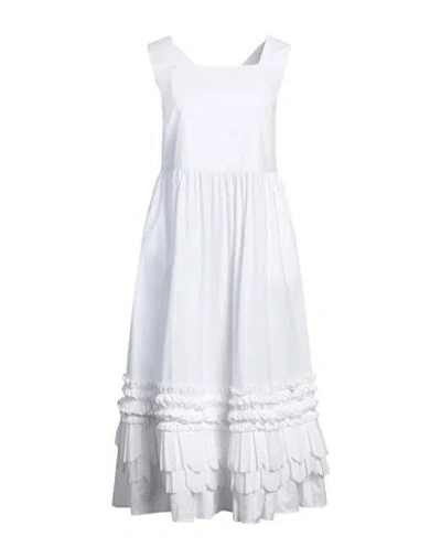 Meimeij Woman Midi Dress White Size 6 Cotton, Polyester