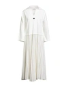 Meimeij Woman Midi Dress White Size 6 Viscose, Polyamide, Elastane In White
