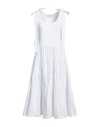 Meimeij Woman Midi Dress White Size 8 Cotton, Elastane