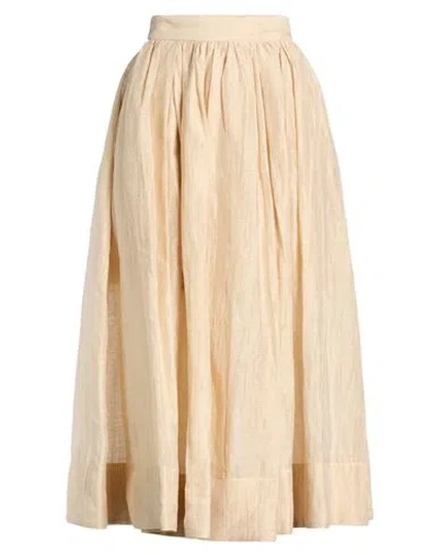 Meimeij Woman Midi Skirt Beige Size 2 Linen, Polyester In Neutral