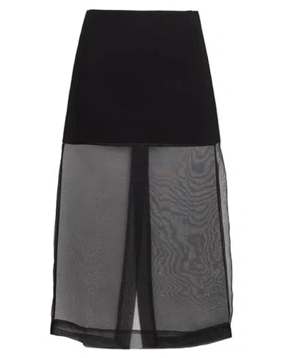 Meimeij Woman Midi Skirt Black Size 2 Viscose, Polyamide, Elastane, Silk