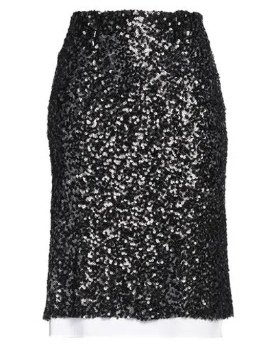 Meimeij Woman Midi Skirt Black Size 6 Polyester, Elastane, Cotton, Polyamide