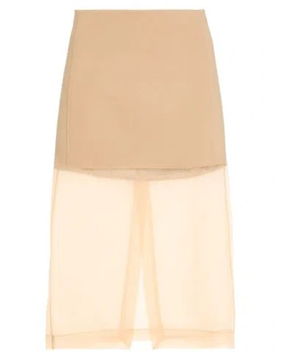 Meimeij Woman Midi Skirt Camel Size 2 Viscose, Polyamide, Elastane, Silk