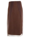 Meimeij Woman Midi Skirt Chocolate Brown Size 6 Viscose, Polyamide, Elastane In Brown