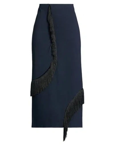 Meimeij Woman Midi Skirt Navy Size 6 Viscose, Polyamide, Elastane