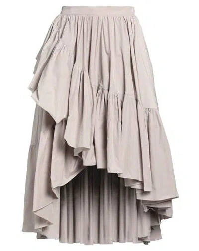 Meimeij Woman Midi Skirt Sand Size 4 Polyester, Cotton In Gray