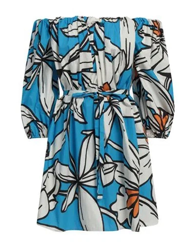 Meimeij Woman Mini Dress Azure Size 10 Cotton In Blue