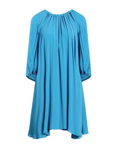 Meimeij Woman Mini Dress Azure Size 8 Acetate, Silk In Blue