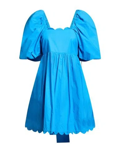 Meimeij Woman Mini Dress Azure Size 8 Cotton In Blue