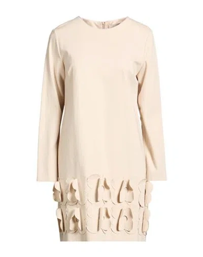 Meimeij Woman Mini Dress Beige Size 10 Viscose, Polyacrylic, Elastane In Sand