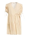 Meimeij Woman Mini Dress Beige Size 8 Linen, Polyester In Neutral