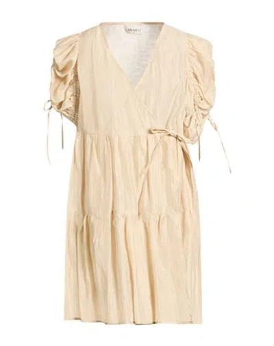 Meimeij Woman Mini Dress Beige Size 8 Linen, Polyester In Neutral