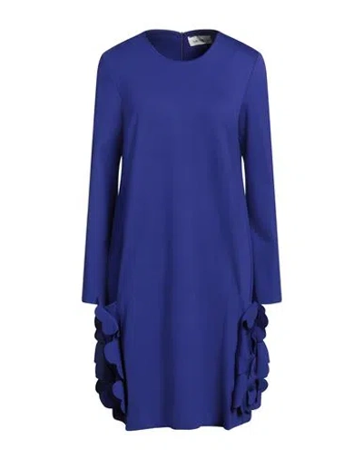 Meimeij Woman Mini Dress Bright Blue Size 8 Viscose, Polyamide, Elastane, Acetate In Blue