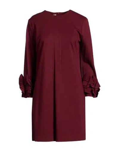 Meimeij Woman Mini Dress Burgundy Size 4 Viscose, Polyamide, Elastane In Red