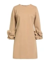 Meimeij Woman Mini Dress Camel Size 4 Viscose, Polyamide, Elastane In Brown