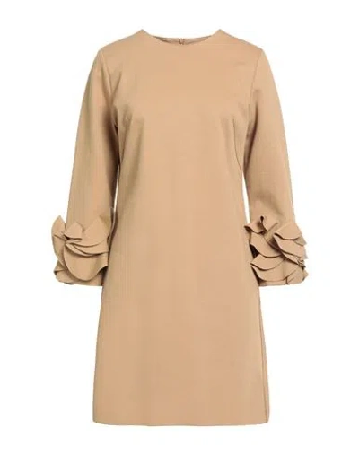 Meimeij Woman Mini Dress Camel Size 4 Viscose, Polyamide, Elastane In Sand