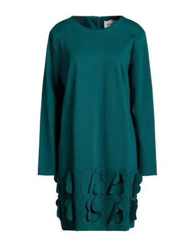 Meimeij Woman Mini Dress Deep Teal Size 10 Viscose, Polyacrylic, Elastane In Green