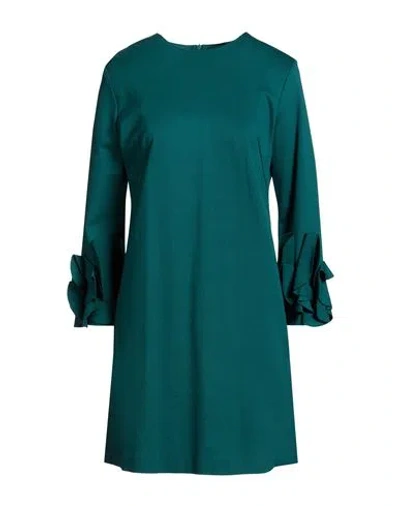 Meimeij Woman Mini Dress Green Size 4 Viscose, Polyamide, Elastane In Animal Print