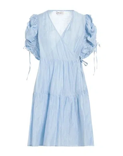 Meimeij Woman Mini Dress Light Blue Size 8 Linen, Polyester