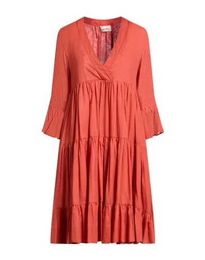 Meimeij Woman Mini Dress Orange Size 4 Cotton