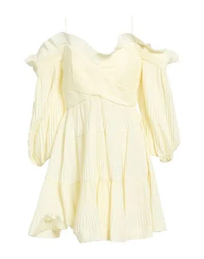 Meimeij Woman Mini Dress Pastel Yellow Size 6 Polyester, Cotton, Acetate, Elastane, Polyamide