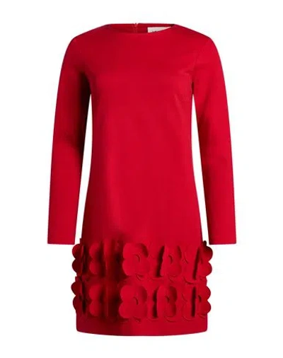Meimeij Woman Mini Dress Red Size 6 Viscose, Polyacrylic, Elastane