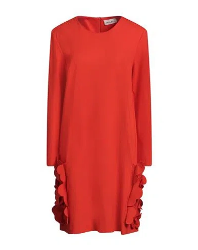 Meimeij Woman Mini Dress Tomato Red Size 6 Viscose, Polyamide, Elastane, Acetate