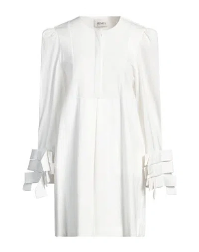Meimeij Woman Mini Dress White Size 4 Viscose, Polyamide, Elastane, Polyester