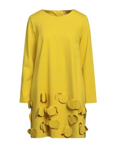 Meimeij Woman Mini Dress Yellow Size 2 Viscose, Polyamide, Elastane, Acetate