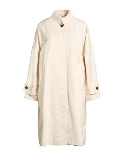 Meimeij Woman Overcoat & Trench Coat Cream Size 2 Cotton, Polyester, Polyamide In White