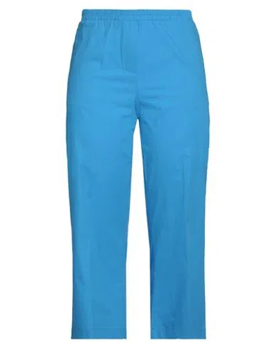Meimeij Woman Pants Azure Size 10 Cotton In Blue