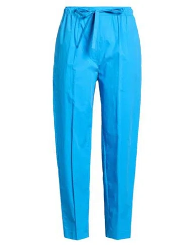 Meimeij Woman Pants Azure Size 12 Cotton In Blue