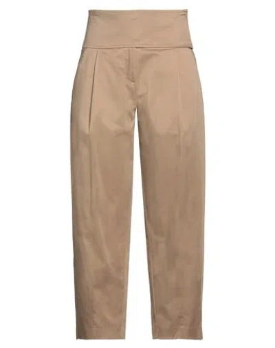 Meimeij Woman Pants Beige Size 4 Cotton, Elastane, Polyester In Nude