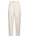 Meimeij Woman Pants Beige Size 4 Viscose, Elastane, Polyester, Cotton In Beige