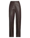 Meimeij Woman Pants Brown Size 8 Polyurethane, Viscose, Polyester, Cotton