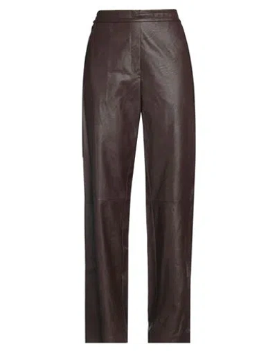 Meimeij Woman Pants Brown Size 8 Polyurethane, Viscose, Polyester, Cotton