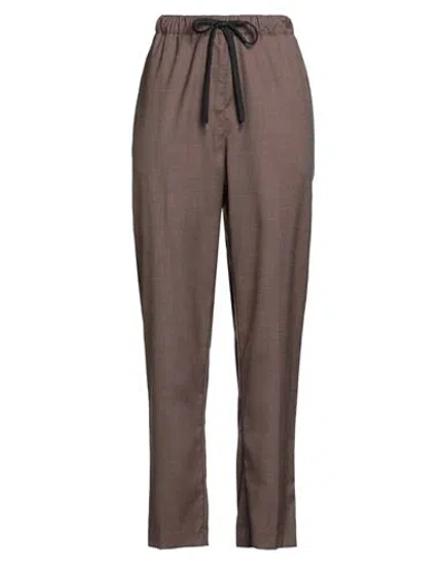 Meimeij Woman Pants Dark Brown Size 10 Polyester, Viscose, Elastane, Acetate In Purple