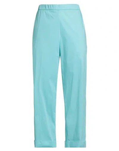 Meimeij Woman Pants Turquoise Size 10 Cotton, Polyamide, Elastane In Blue