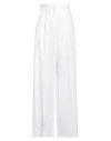 Meimeij Woman Pants White Size 8 Linen, Acetate, Elastane In White