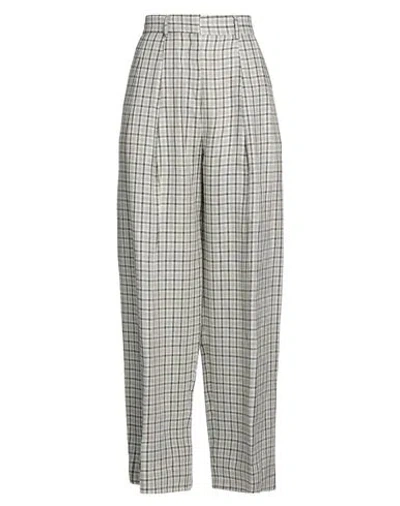 Meimeij Woman Pants White Size 4 Linen, Polyester, Cotton In Multi