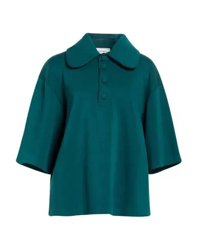 Meimeij Woman Polo Shirt Emerald Green Size 8 Rayon, Polyester, Elastane