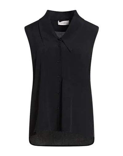 Meimeij Woman Shirt Black Size 6 Acetate, Silk