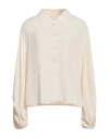 Meimeij Woman Shirt Cream Size 10 Acetate, Silk In White