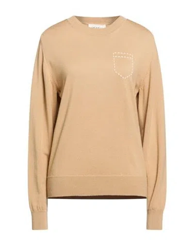 Meimeij Woman Sweater Camel Size 4 Virgin Wool In Nude