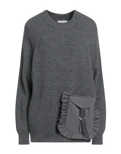 Meimeij Woman Sweater Grey Size 4 Acrylic, Wool, Viscose, Alpaca Wool, Polyester In Gray
