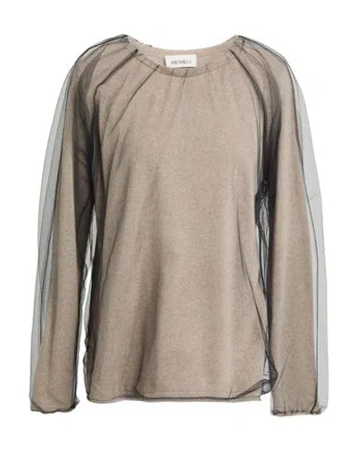 Meimeij Woman Sweater Taupe Size 8 Wool, Viscose, Polyamide, Cashmere In Grey