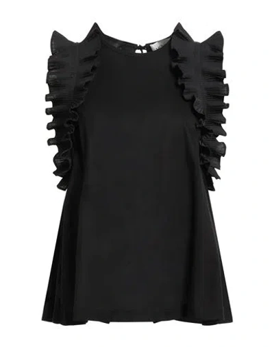 Meimeij Woman T-shirt Black Size 6 Cotton, Polyester