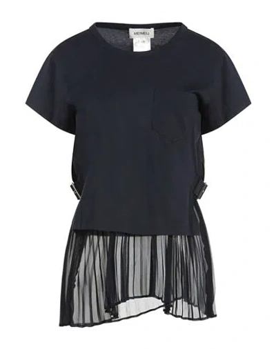 Meimeij Woman T-shirt Navy Size 8 Cotton, Polyester In Blue