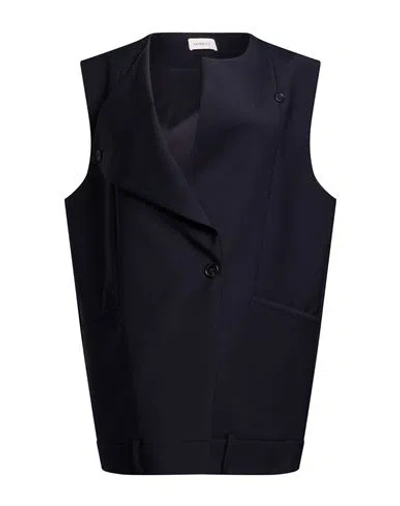 Meimeij Woman Tailored Vest Midnight Blue Size 4 Polyester, Wool, Elastane