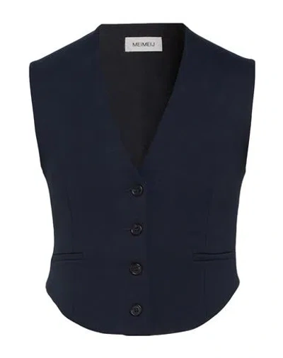 Meimeij Woman Tailored Vest Midnight Blue Size 4 Viscose, Polyamide, Elastane, Acetate